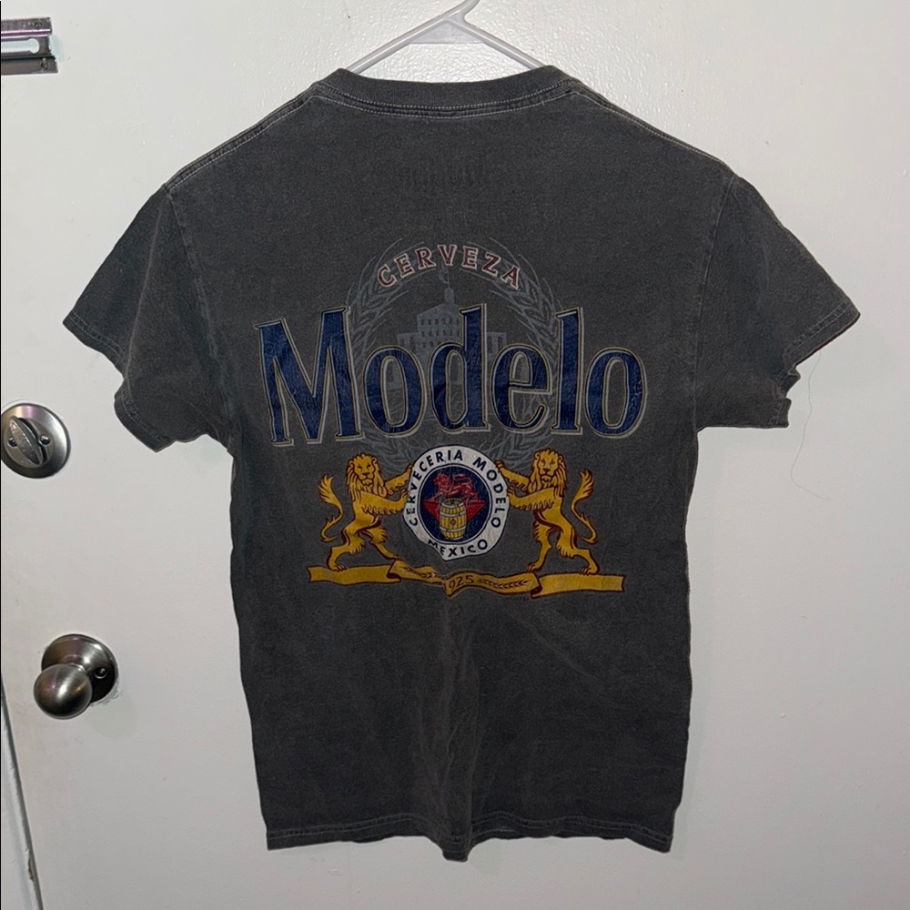 Modelo Gray Short Sleeve Tee with Blue Logo